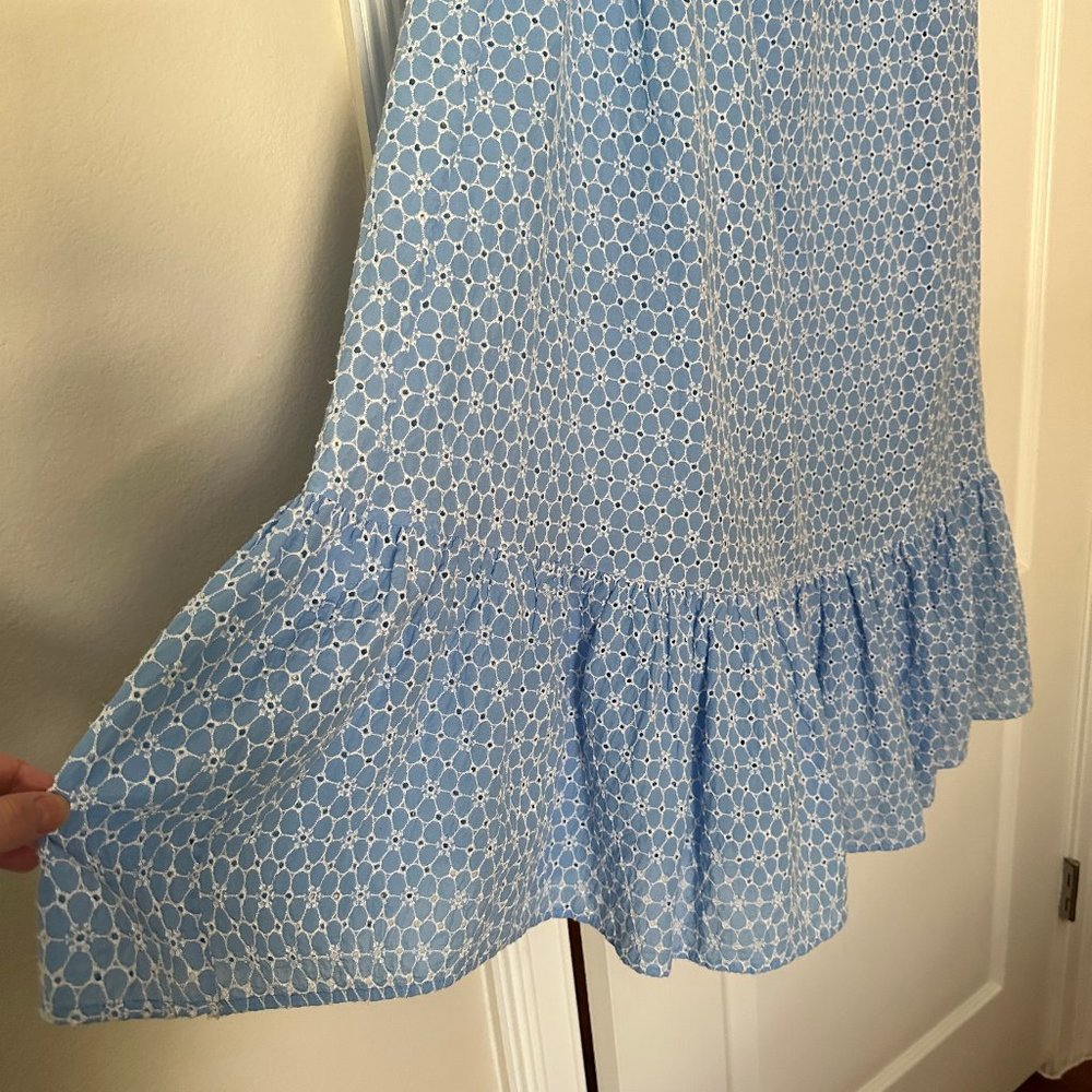 Lisa Marie Fernandez light blue Eyelet strapless cotton belted maxi dress S - Picture 7 of 13